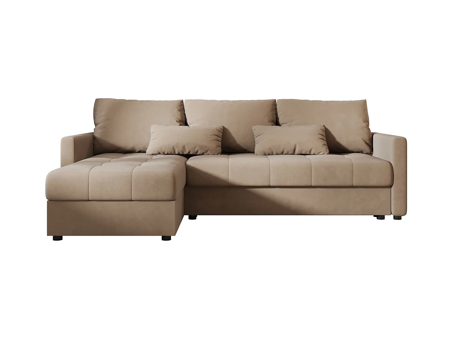 BEDANTE narożnik MOS L BIS Itaka 48 marron gauche avec fonction de lit canapé en L avec coffre de rangement canapé de salon, canapé convertible