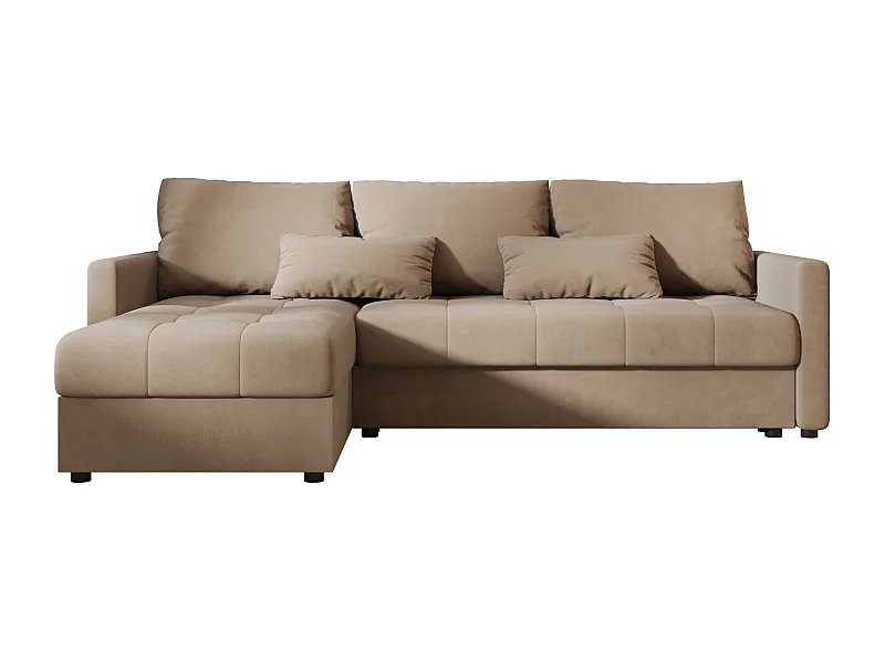 BEDANTE narożnik MOS L BIS Itaka 48 brązowy lewa z funkcją spania sofa w kształcie litery L z pojemnikiem na pościel sofa do salonu kanapa sofa rozkładana