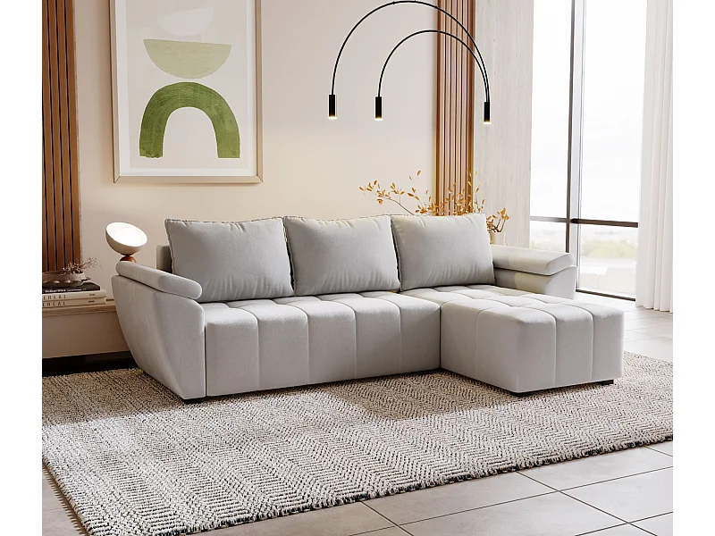BEDANTE Ecksofa ZEUS L Monolith 84 Rechts Grau mit Schlaffunktion L-Form Sofa mit Stauraum Bettkasten Wohnzimmersofa Couch Sofa Bettsofa Bettkasten Bettcouch