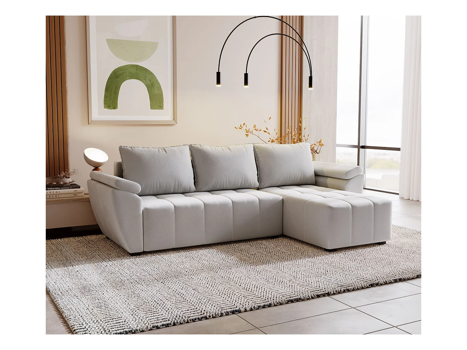 BEDANTE Ecksofa ZEUS L Monolith 84 Rechts Grau mit Schlaffunktion L-Form Sofa mit Stauraum Bettkasten Wohnzimmersofa Couch Sofa Bettsofa Bettkasten Bettcouch