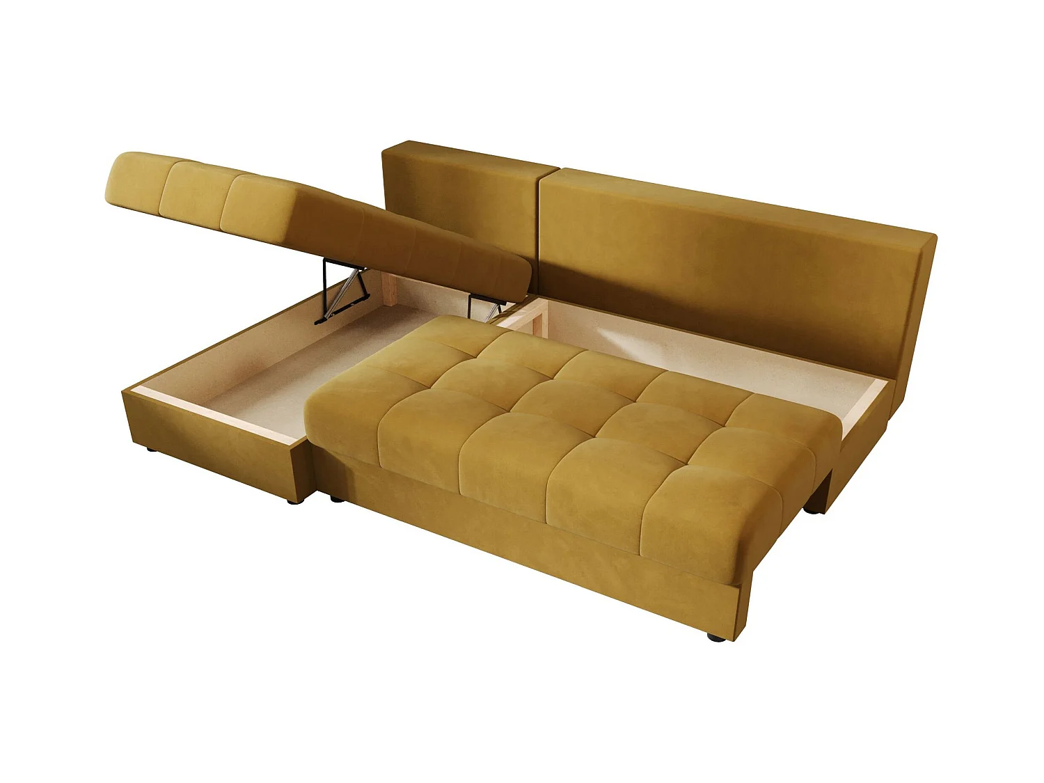 BEDANTE canapé d’angle MOS L Itaka 33 gauche orange avec fonction de couchage canapé en forme de L avec coffre de rangement