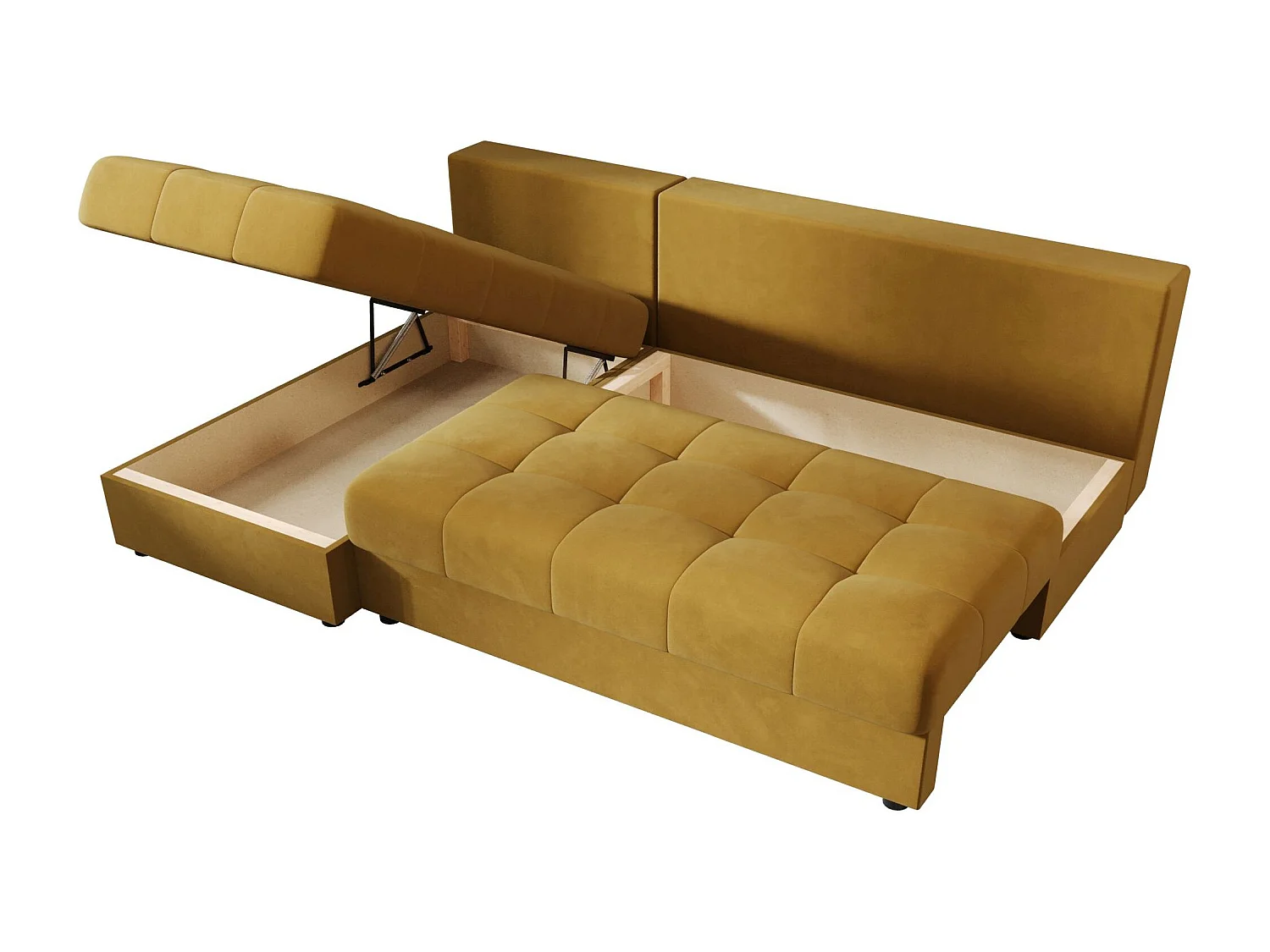 BEDANTE canapé d’angle MOS L Itaka 33 gauche orange avec fonction de couchage canapé en forme de L avec coffre de rangement