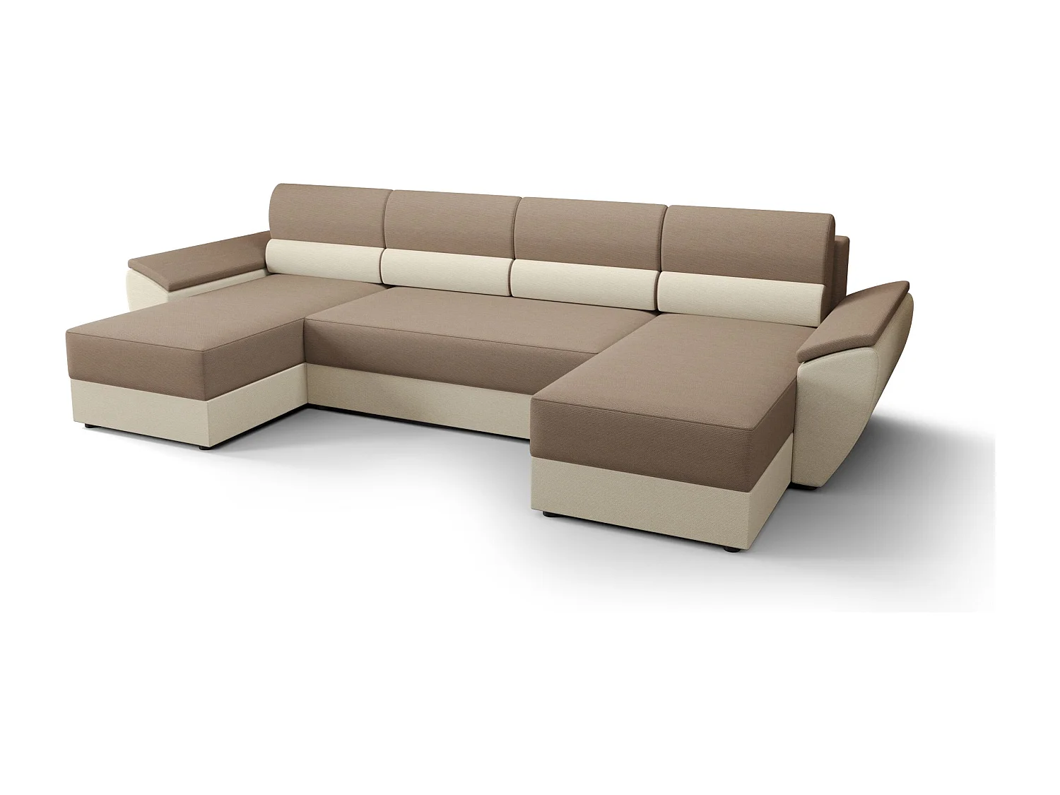 BEDANTE canapé d’angle REBIU2 RAINBOW 05+16 beige avec fonction de couchage canapé en U avec espace de rangement