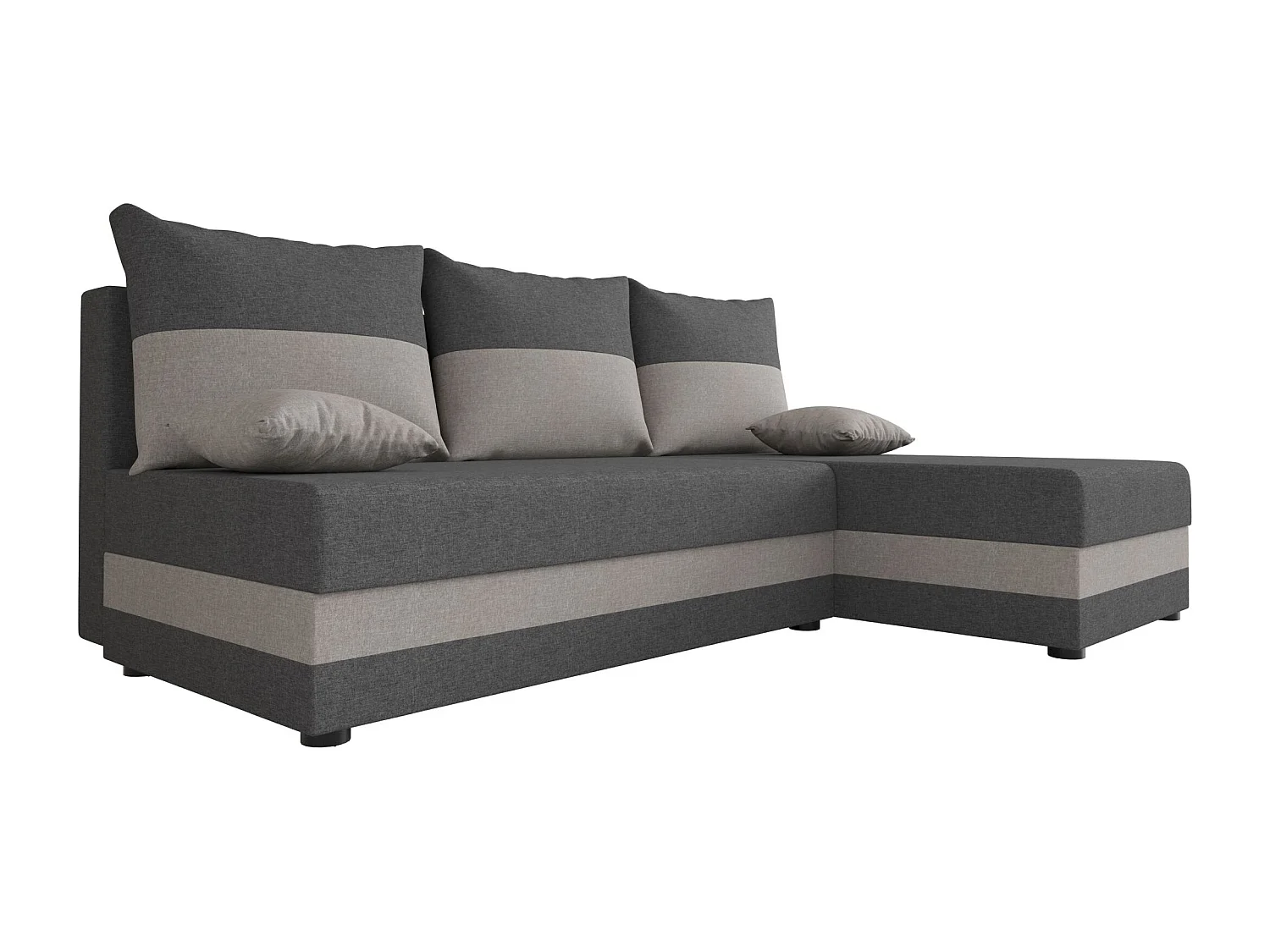 BEDANTE ECKSOFA HEWLET L Sawana 05+21 Rechts Grau/Beige mit Schlaffunktion L-Form Sofa mit Stauraum Bettkasten