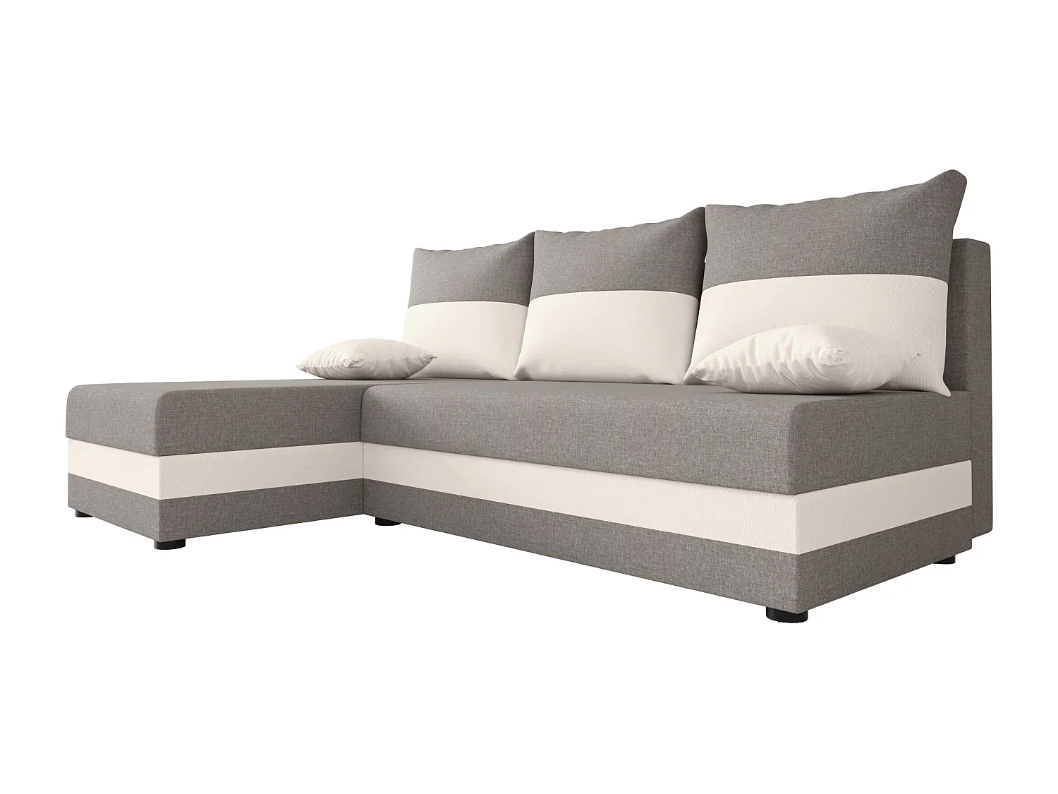 BEDANTE canapé d'angle HEWLET L Sawana 21+01 gauche beige/gris avec fonction de couchage canapé en forme de L