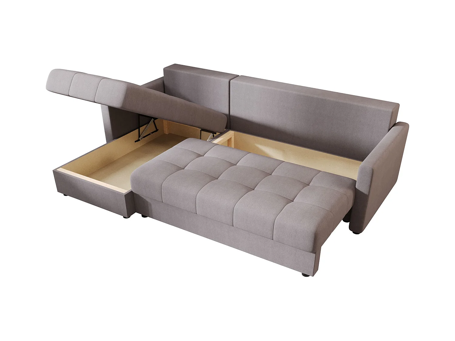 BEDANTE narożnik MOS L BIS Cosmic 160 gris gauche avec fonction de lit canapé en L avec coffre de rangement canapé de salon, canapé convertible