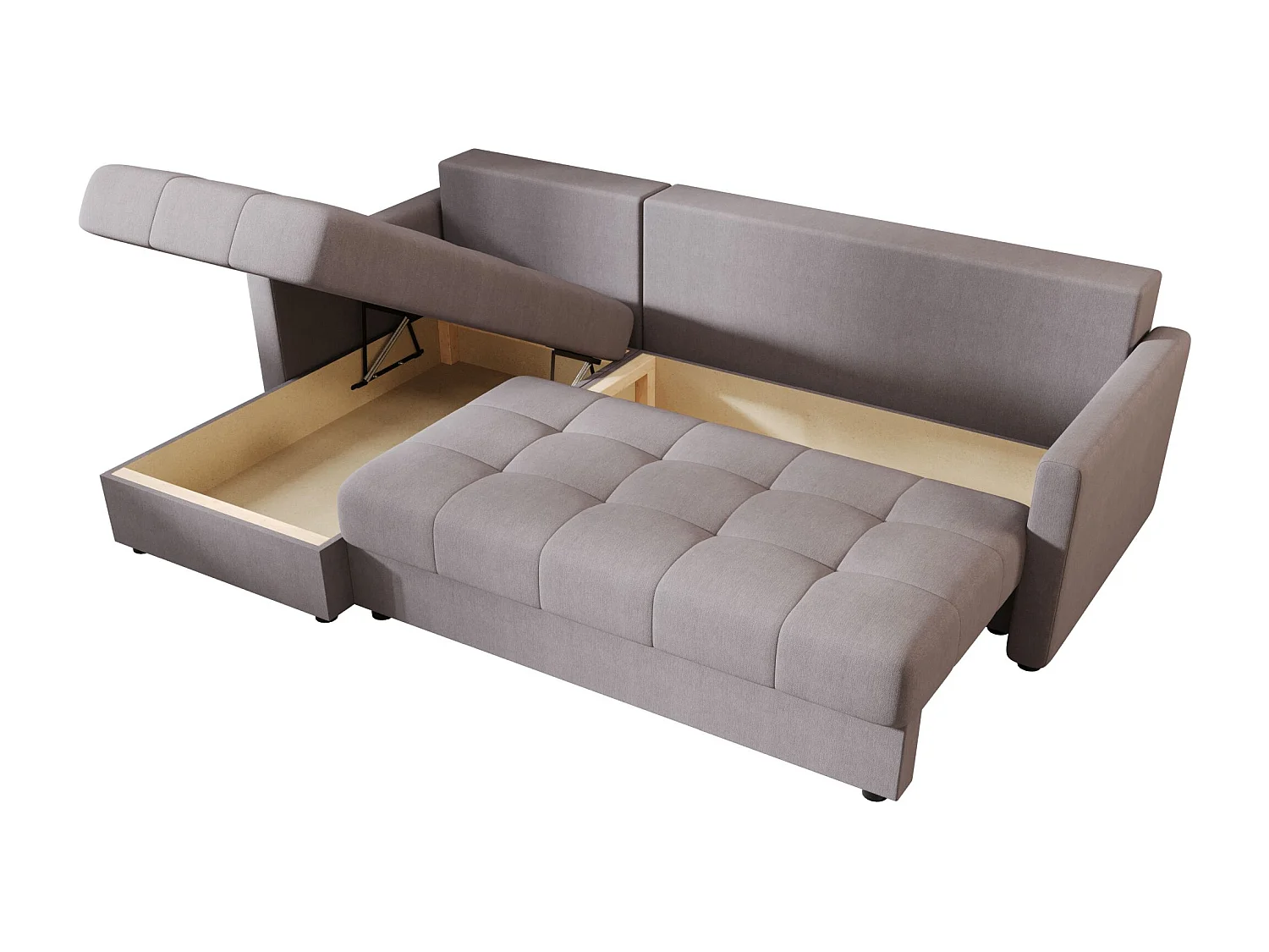 BEDANTE narożnik MOS L BIS Cosmic 160 gris gauche avec fonction de lit canapé en L avec coffre de rangement canapé de salon, canapé convertible