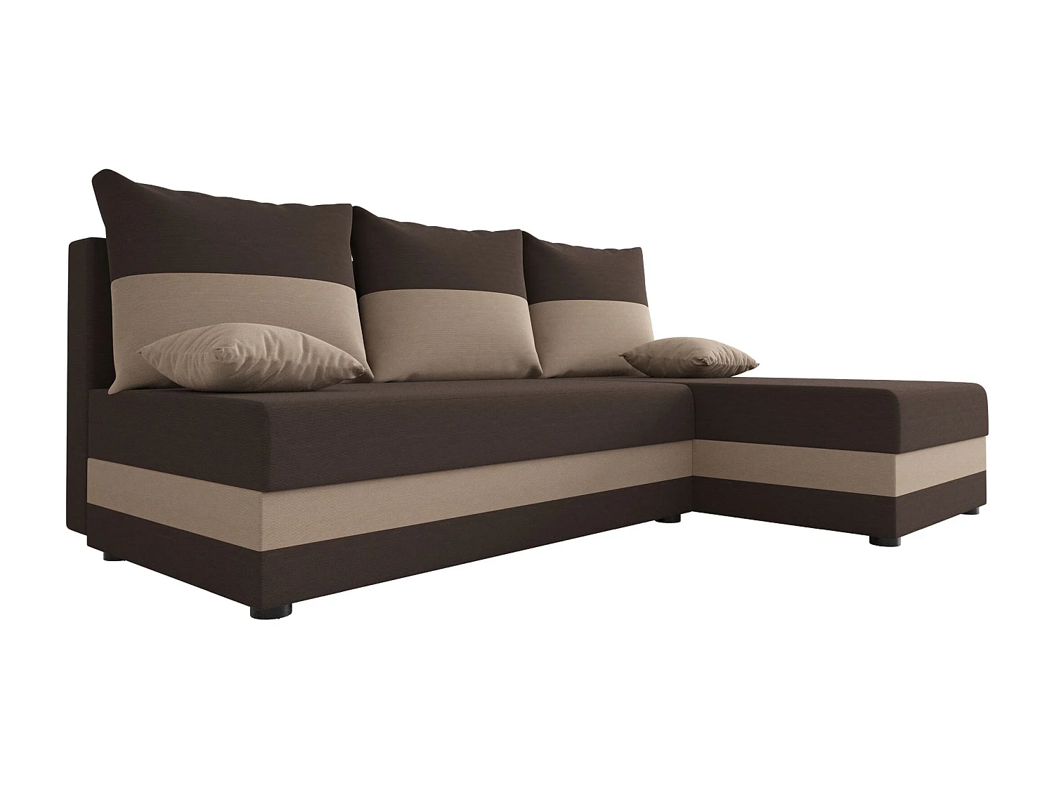 BEDANTE canapé d'angle HEWLET L Rainbow 41+05 droite marron/beige avec fonction de couchage canapé en forme de L