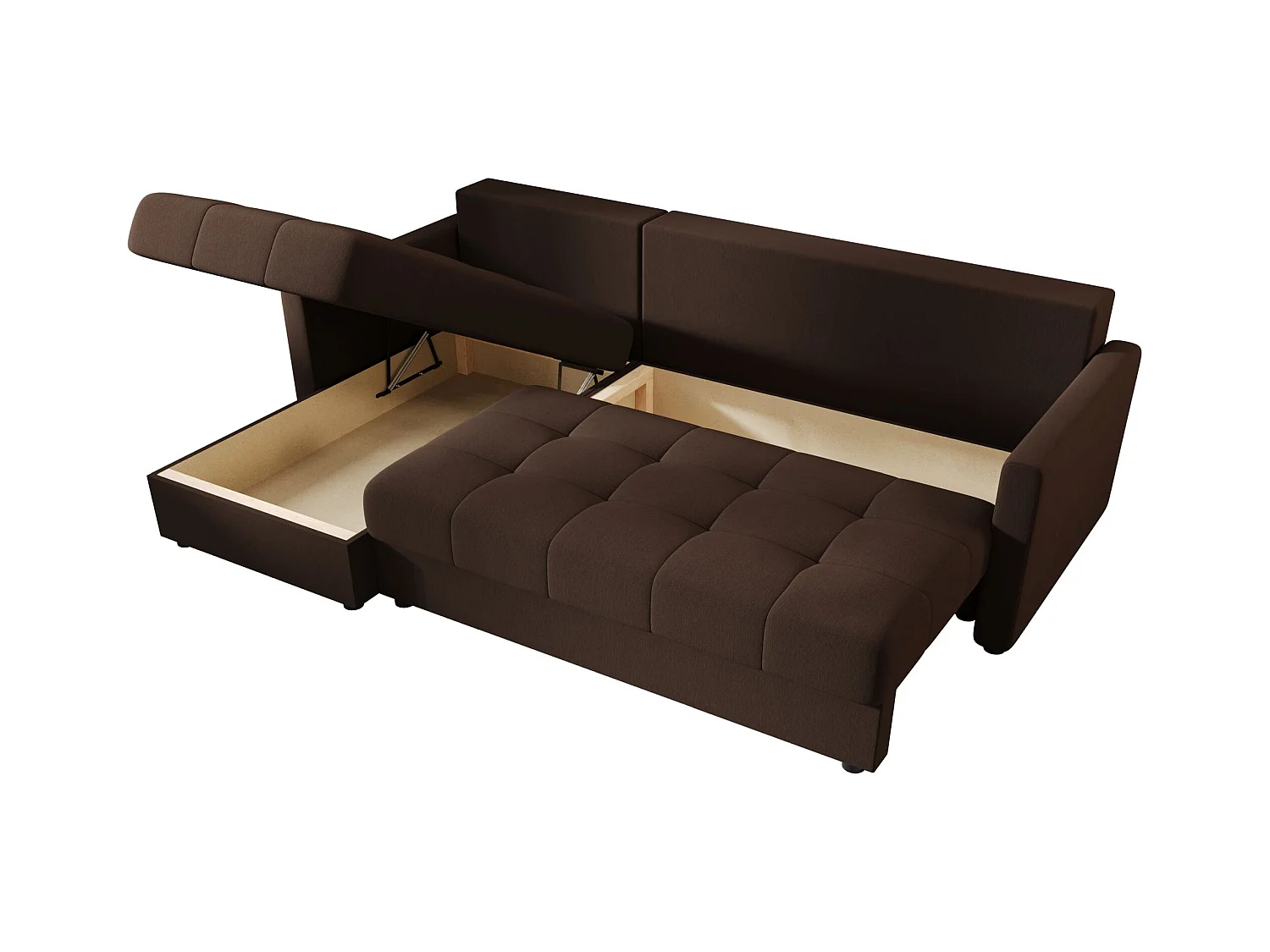 BEDANTE narożnik MOS L BIS Cosmic 800 marron gauche avec fonction de lit canapé en L avec coffre de rangement canapé de salon, canapé convertible