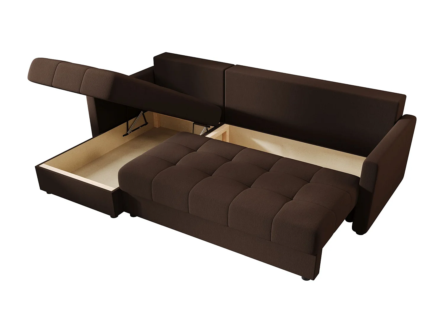 BEDANTE narożnik MOS L BIS Cosmic 800 marron gauche avec fonction de lit canapé en L avec coffre de rangement canapé de salon, canapé convertible