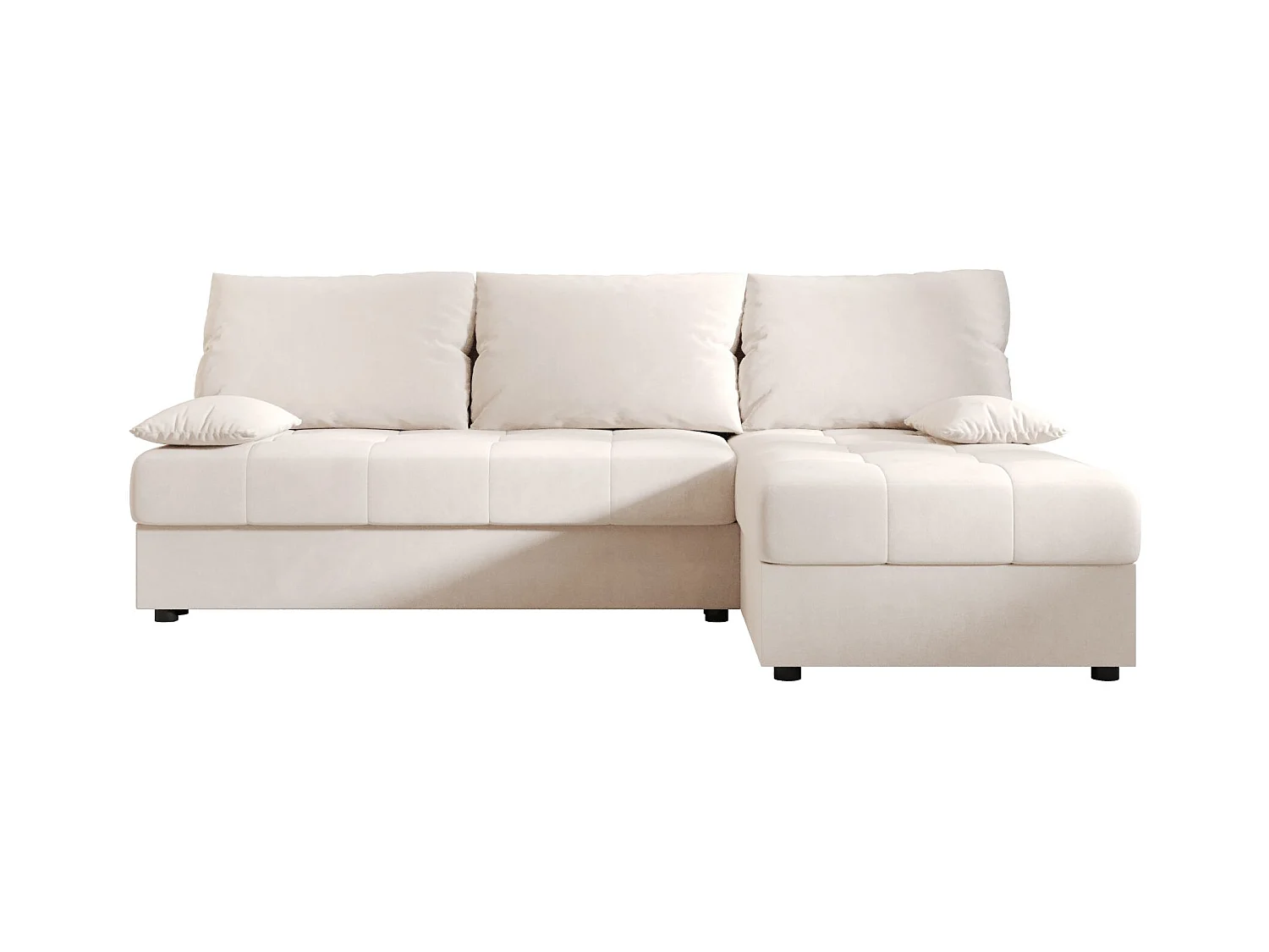 BEDANTE canapé d’angle MOS L Itaka 16 droite beige avec fonction de couchage canapé en forme de L avec coffre de rangement