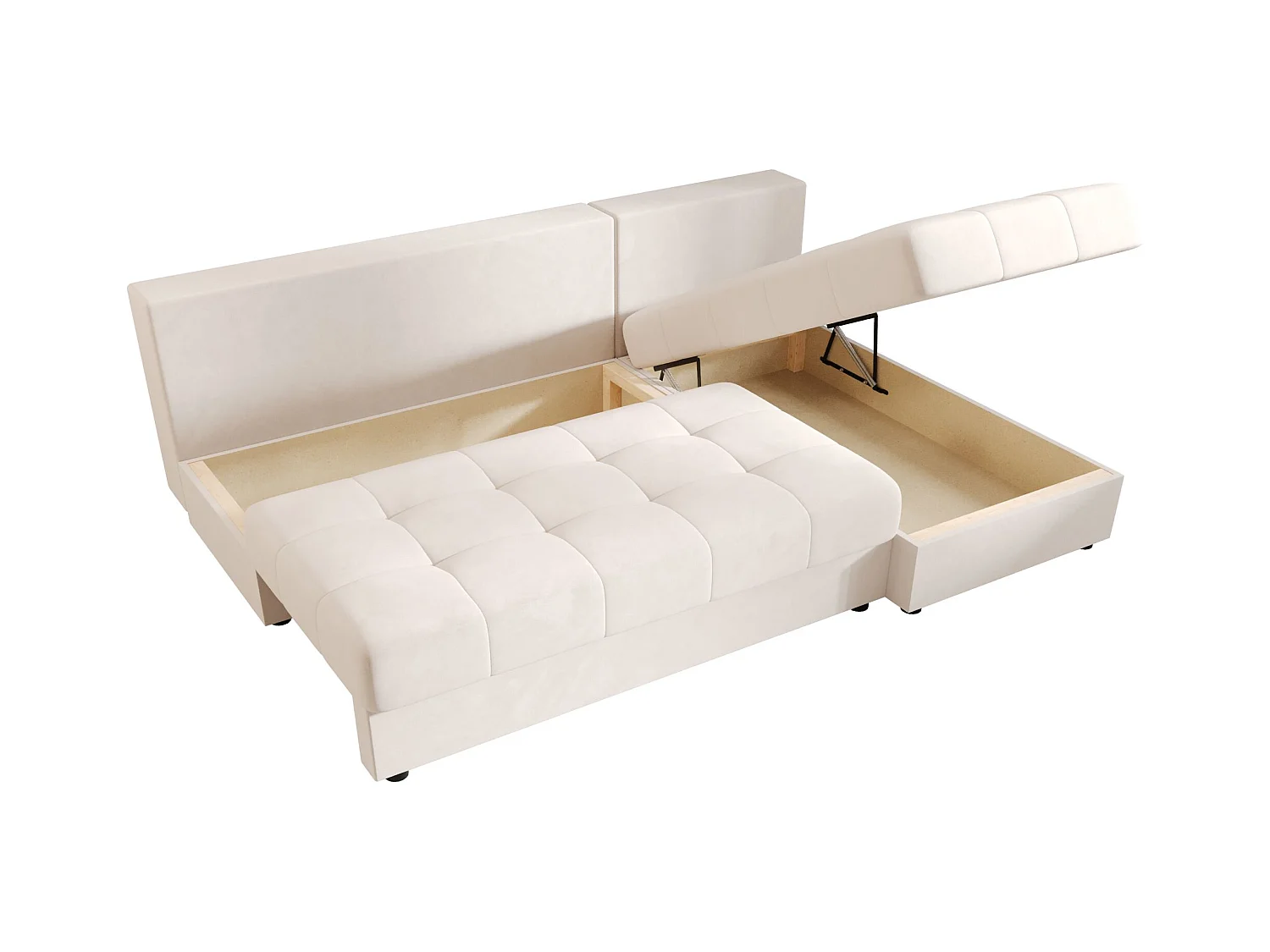 BEDANTE canapé d’angle MOS L Itaka 16 droite beige avec fonction de couchage canapé en forme de L avec coffre de rangement