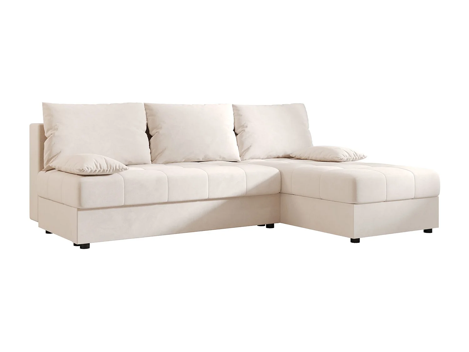 BEDANTE canapé d’angle MOS L Itaka 16 droite beige avec fonction de couchage canapé en forme de L avec coffre de rangement