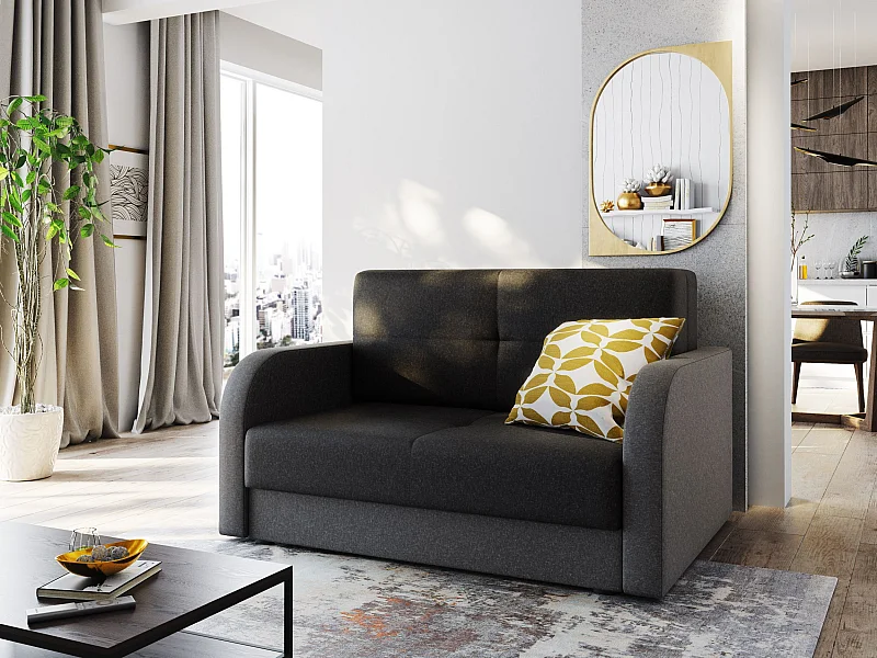 BEDANTE SOFA TWICE 120 mit Schlaffunktion SAWANA 05+21 Grau/Beige mit Stauraum Bettkasten Wohnzimmersofa Couch Sofa Bettsofa Bettkasten Bettcouch