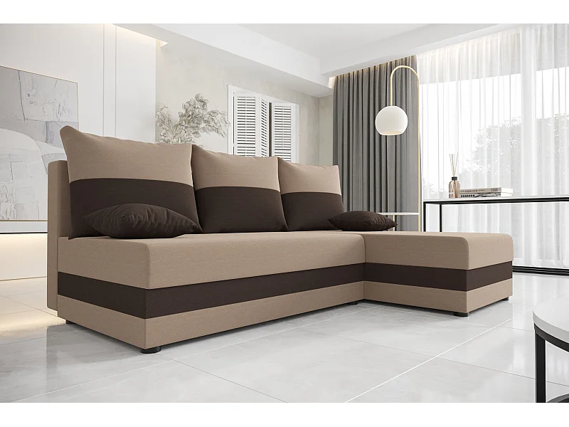 BEDANTE ECKSOFA HEWLET L Rainbow 05+41 Rechts Braun mit Schlaffunktion L-Form Sofa mit Stauraum Bettkasten Wohnzimmersofa Couch Sofa Bettsofa Bettkasten Bettcouch