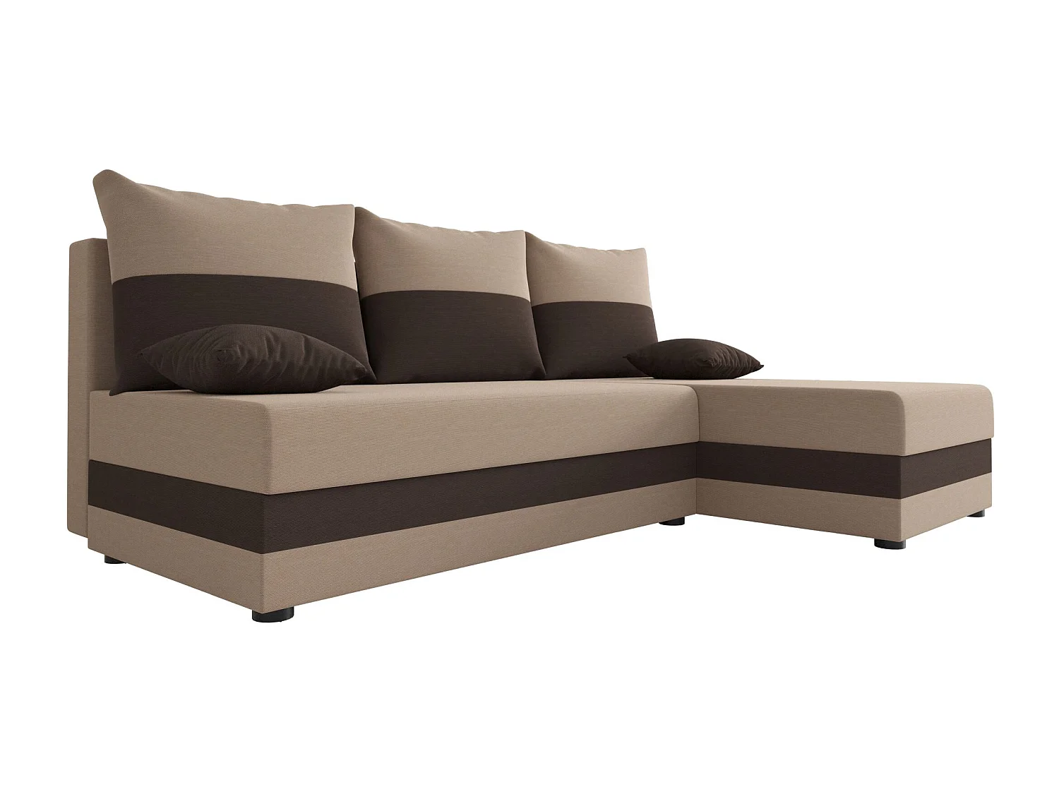 BEDANTE canapé d'angle HEWLET L Rainbow 05+41 droite marron avec fonction de couchage canapé en forme de L