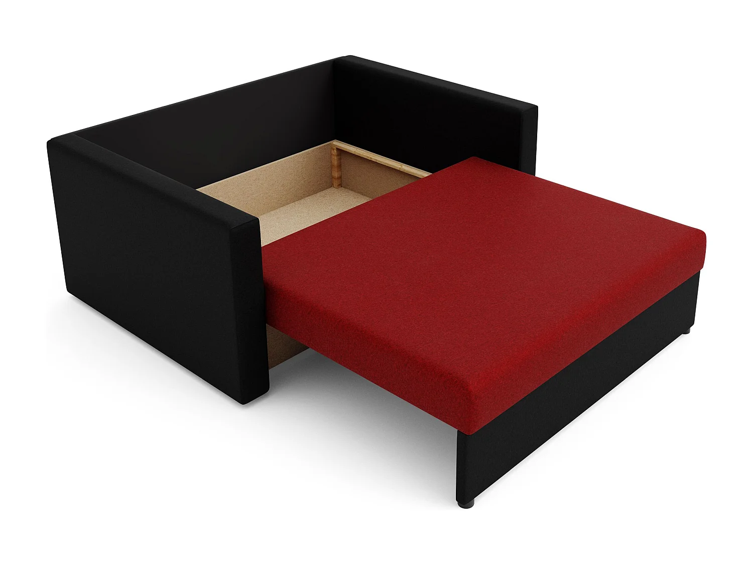 BEDANTE sofa HEVEN 120 met slaapfunctie SAWANA 13+14 rood/zwart met opbergruimte bedlade woonkamerbank bank sofa slaapbank bedlade slaapbank