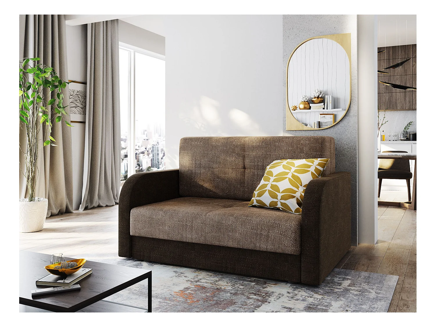 BEDANTE sofa TWICE 120 z funkcja spania KORNET 12+00 brązowy