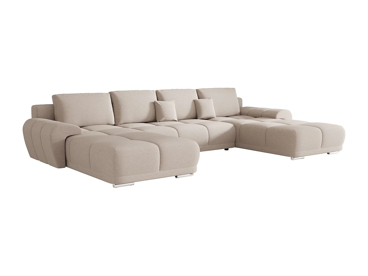 BEDANTE canapé d'angle BEGA U Links ARAGON 03 beige avec fonction de couchage canapé en forme de U avec coffre de rangement