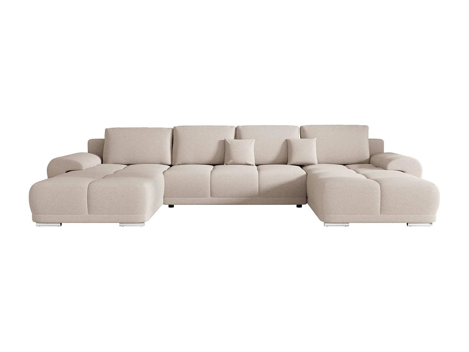 BEDANTE canapé d'angle BEGA U Links ARAGON 03 beige avec fonction de couchage canapé en forme de U avec coffre de rangement