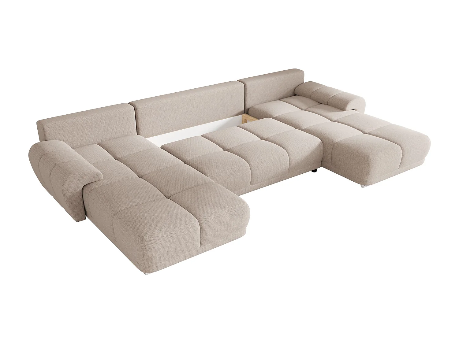BEDANTE canapé d'angle BEGA U Links ARAGON 03 beige avec fonction de couchage canapé en forme de U avec coffre de rangement