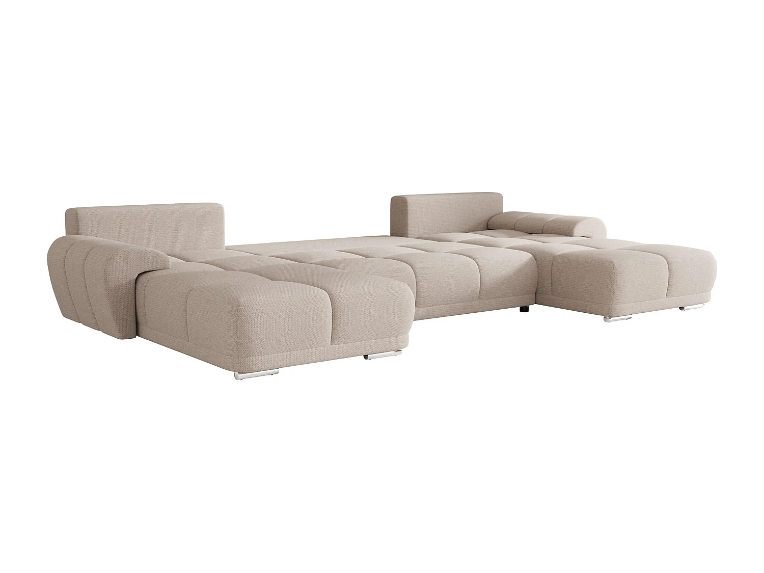 BEDANTE canapé d'angle BEGA U Links ARAGON 03 beige avec fonction de couchage canapé en forme de U avec coffre de rangement