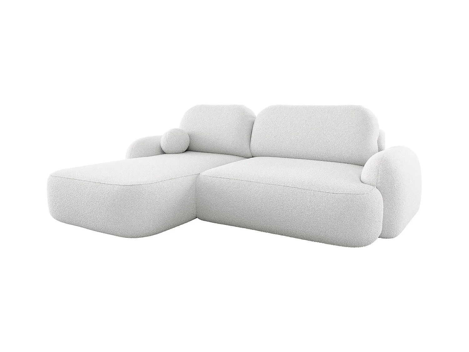 BEDANTE Canapé d’angle MOLLY L Gauche TERRA FROTTE 00 blanc avec fonction lit en L avec coffre de rangement