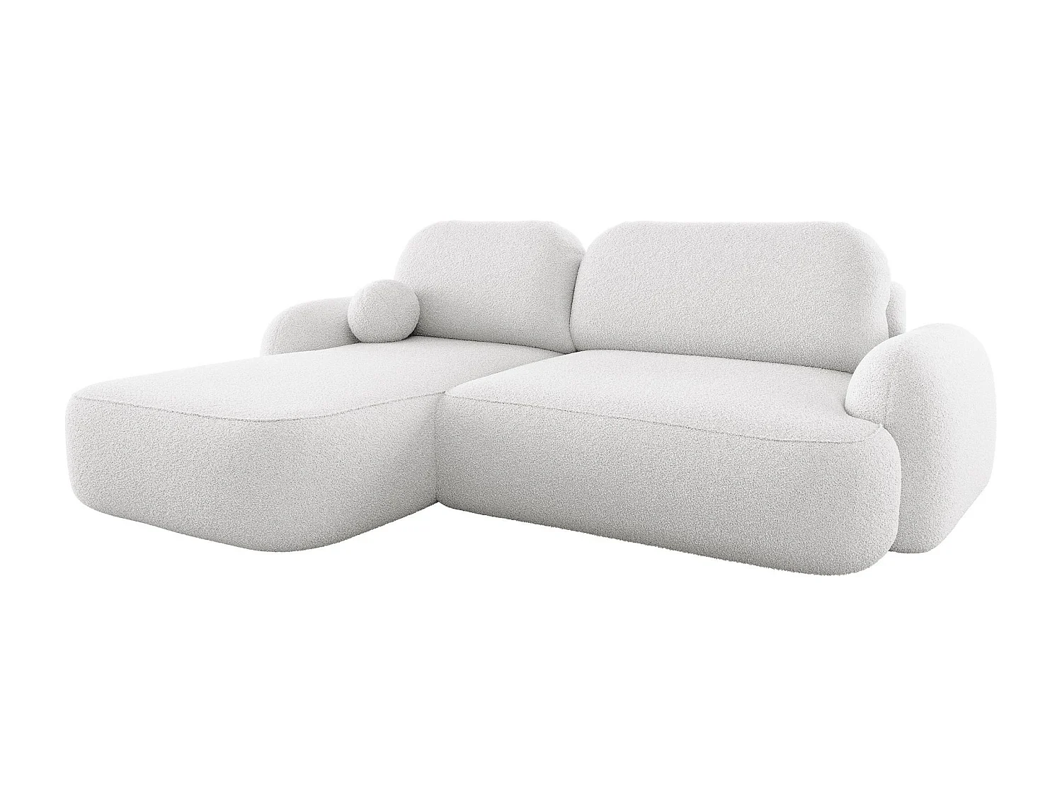 BEDANTE Canapé d’angle MOLLY L Gauche TERRA FROTTE 00 blanc avec fonction lit en L avec coffre de rangement