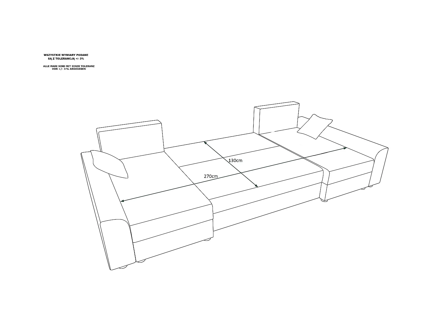 BEDANTE Canapé d’angle DANTE U Rainbow 15 + 27 Noir/Gris Forme U, Canapé avec espace de rangement, Coffre de lit, Canapé de salon, Canapé, Canapé, Canapé-lit