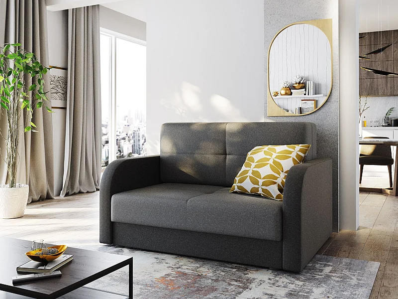 BEDANTE SOFA TWICE 120 mit Schlaffunktion SAWANA 21+05 Beige/Grau mit Stauraum Bettkasten Wohnzimmersofa Couch Sofa Bettsofa Bettkasten Bettcouch