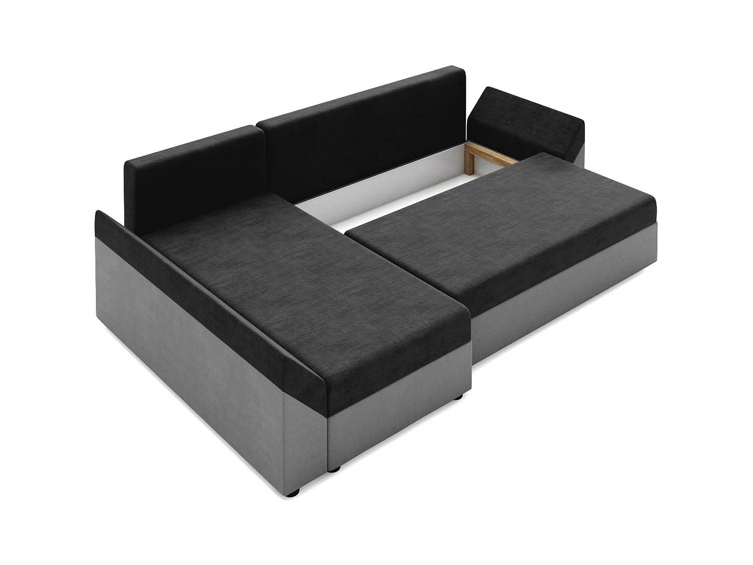 BEDANTE Canapé d’angle DANTE L gauche Rainbow 15 + 31 Noir/Blanc Forme L