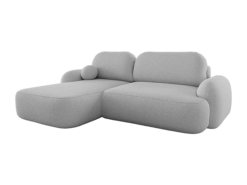 BEDANTE Canapé d’angle MOLLY L Gauche TERRA FROTTE 05 gris avec fonction lit en L avec coffre de rangement