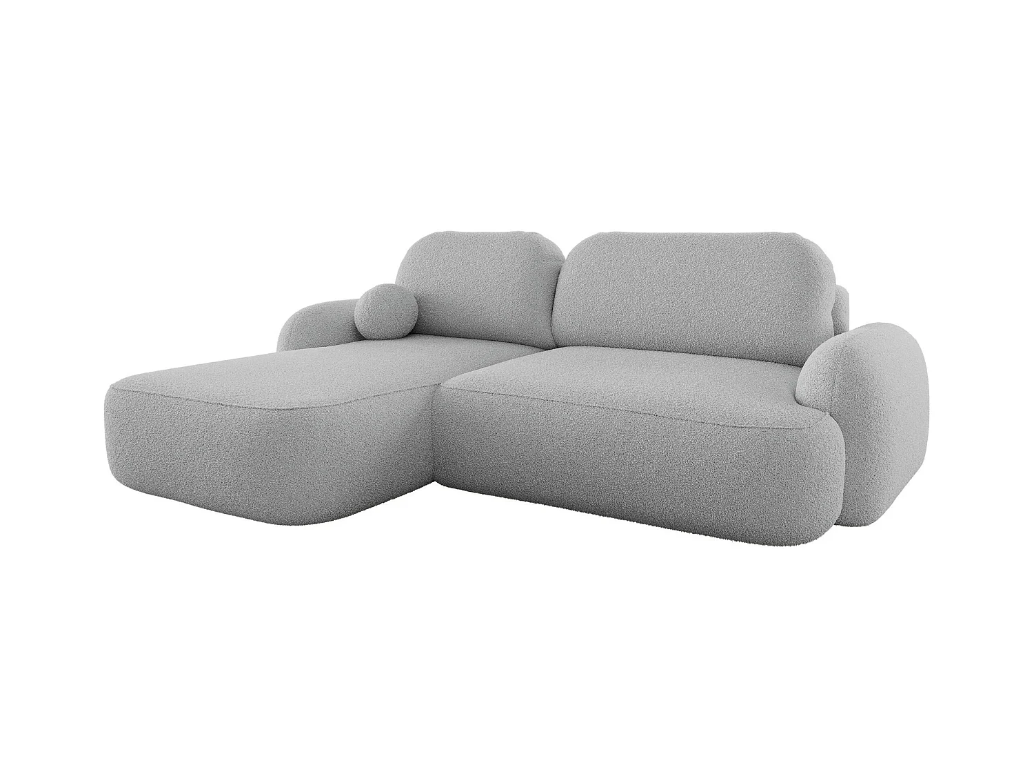 BEDANTE Canapé d’angle MOLLY L Gauche TERRA FROTTE 05 gris avec fonction lit en L avec coffre de rangement