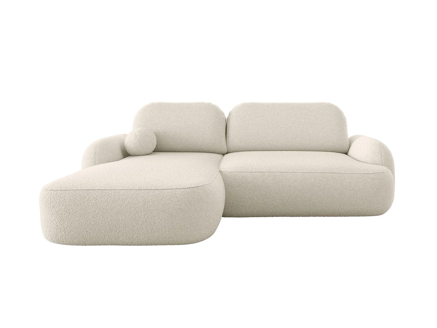 Canapé d'angle convertible 3 places avec coffre en tissu beige