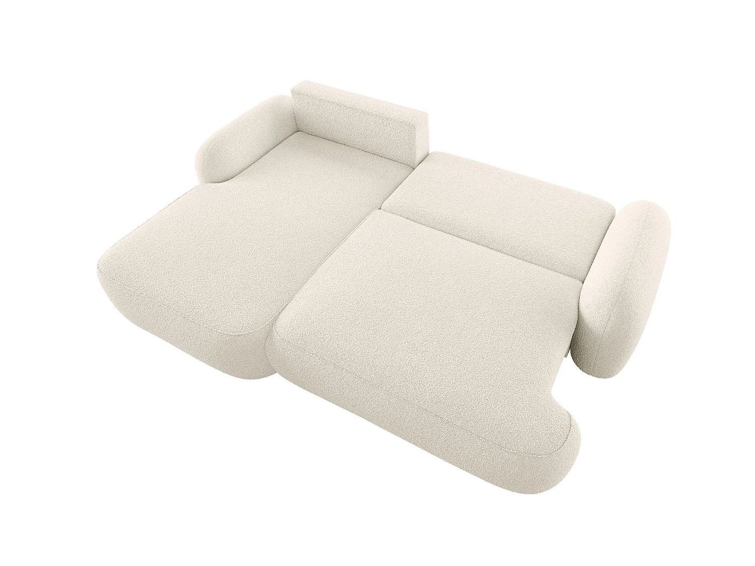 Canapé d'angle convertible 3 places avec coffre en tissu beige
