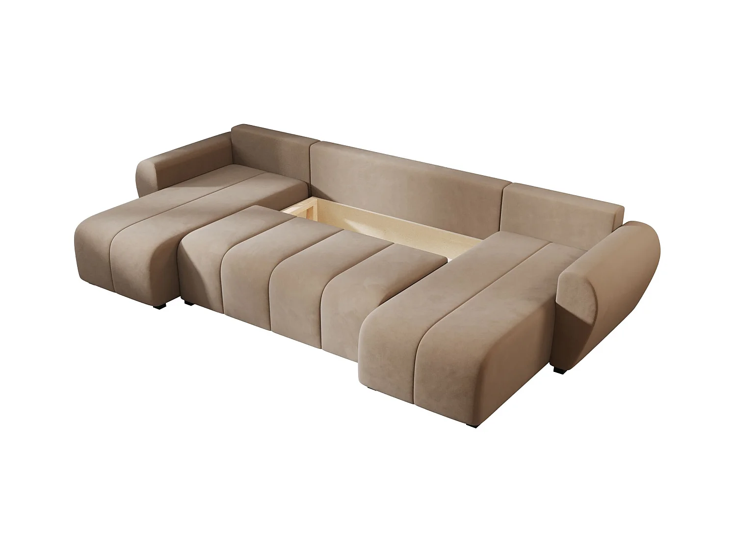 Canapé d'angle BEDANTE MOLISA U itaka 48 noir avec fonction couchage Canapé d'angle en forme de U avec espace de rangement Coffre à literie