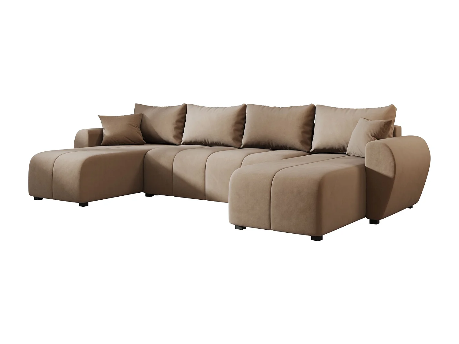 BEDANTE WOHNLANDSCHAFT MOLISA U Itaka 48 Braun mit Schlaffunktion U-Form Sofa mit Stauraum Bettkasten