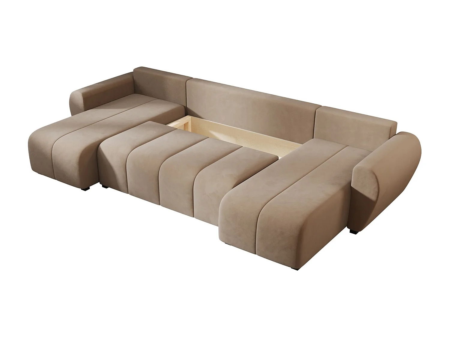 BEDANTE WOHNLANDSCHAFT MOLISA U Itaka 48 Braun mit Schlaffunktion U-Form Sofa mit Stauraum Bettkasten