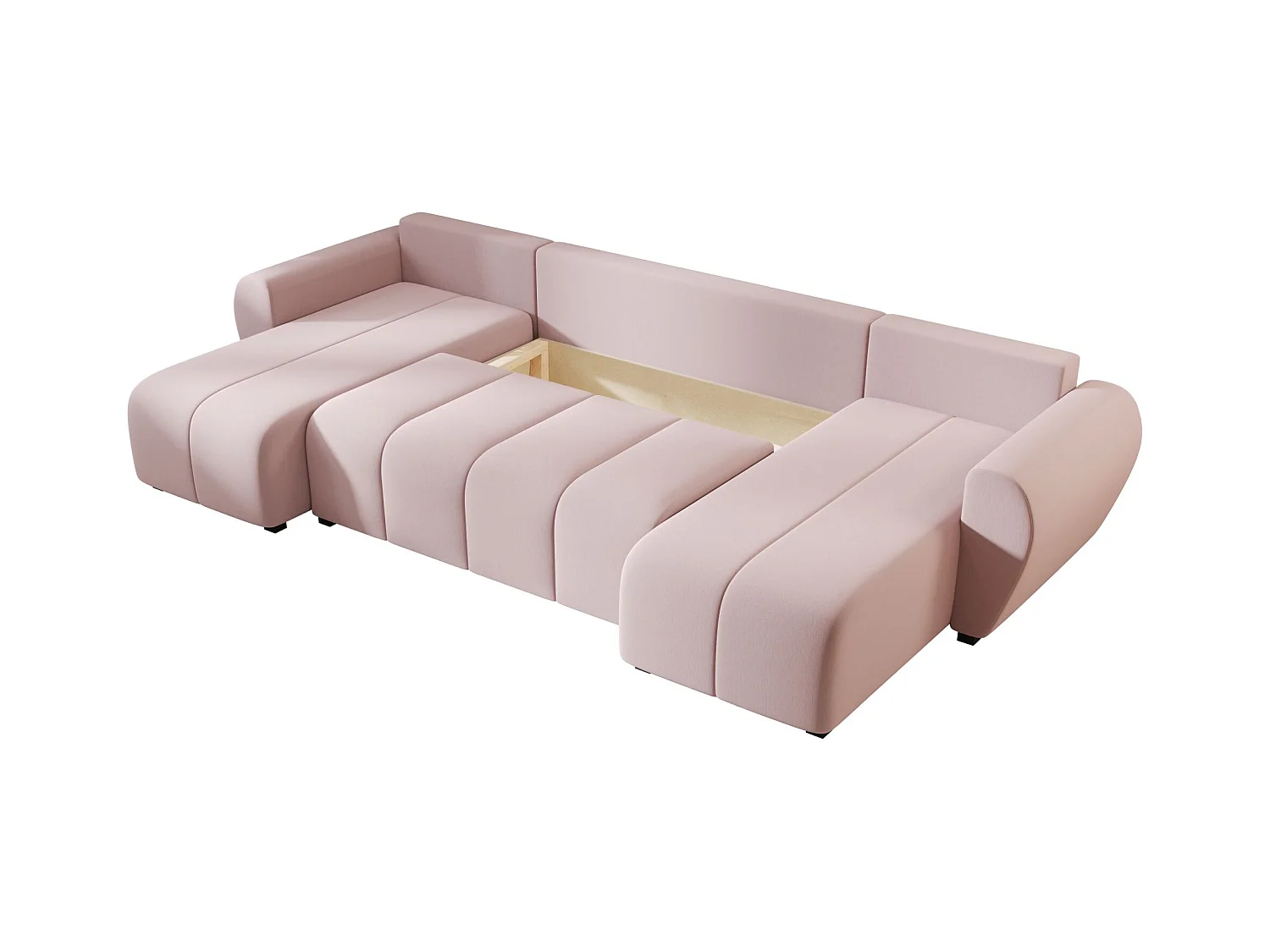 Canapé d'angle BEDANTE MOLISA U Cosmic 14 noir avec fonction couchage Canapé d'angle en forme de U avec espace de rangement Coffre à literie