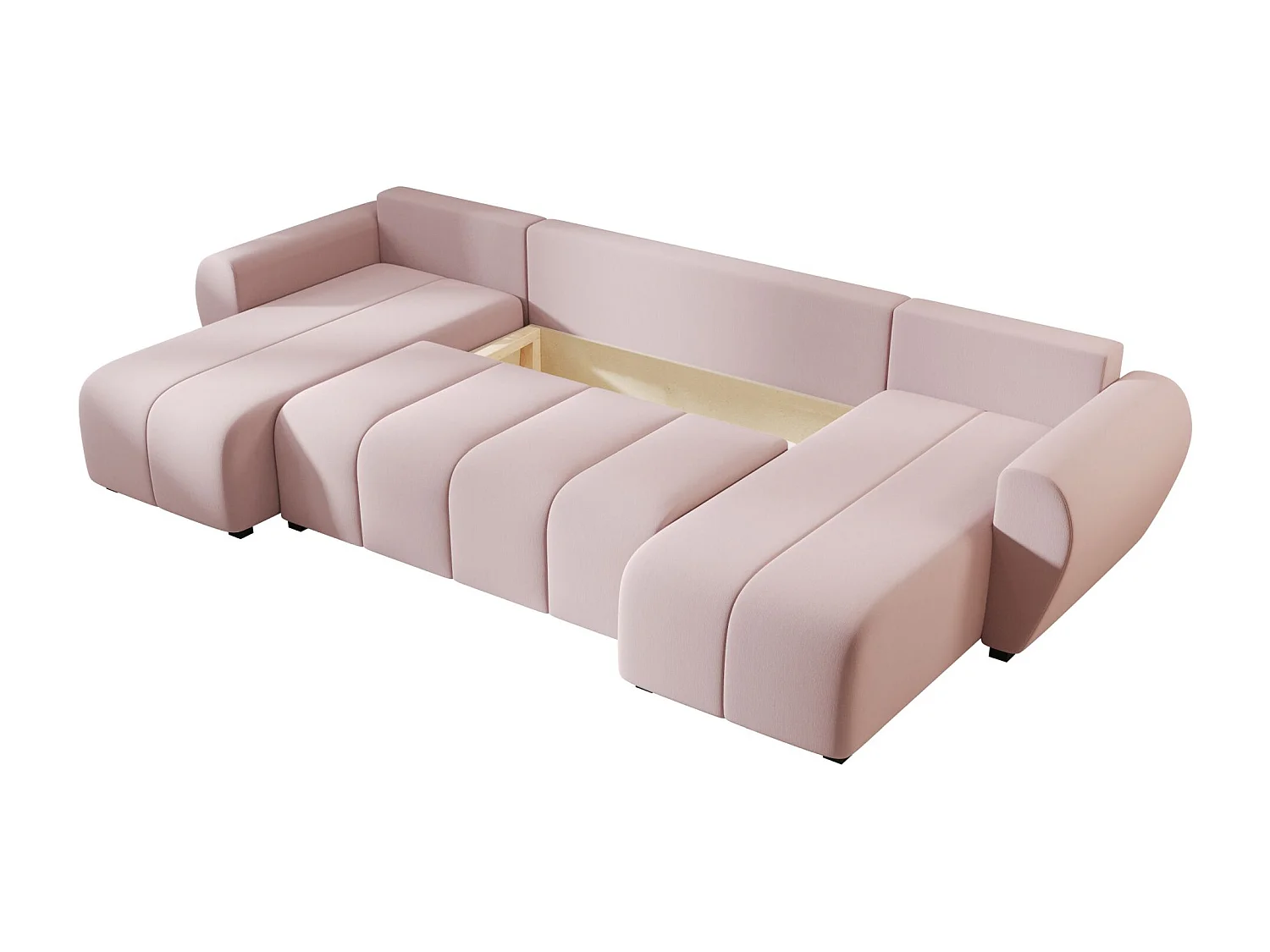 Canapé d'angle BEDANTE MOLISA U Cosmic 14 noir avec fonction couchage Canapé d'angle en forme de U avec espace de rangement Coffre à literie