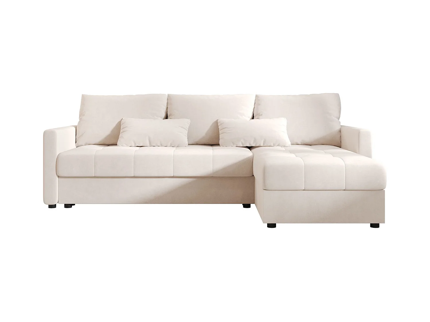 BEDANTE narożnik MOS L BIS Itaka 16 beige droite avec fonction de lit canapé en L avec coffre de rangement canapé de salon, canapé convertible