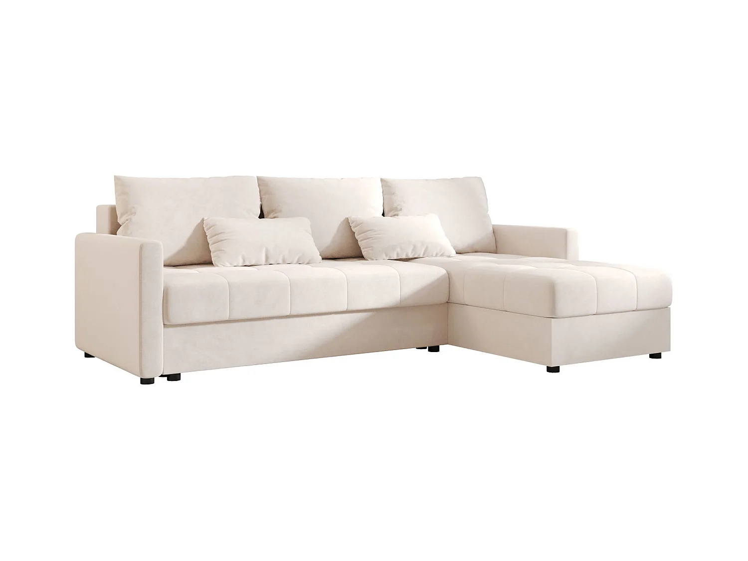 BEDANTE narożnik MOS L BIS Itaka 16 beige droite avec fonction de lit canapé en L avec coffre de rangement canapé de salon, canapé convertible