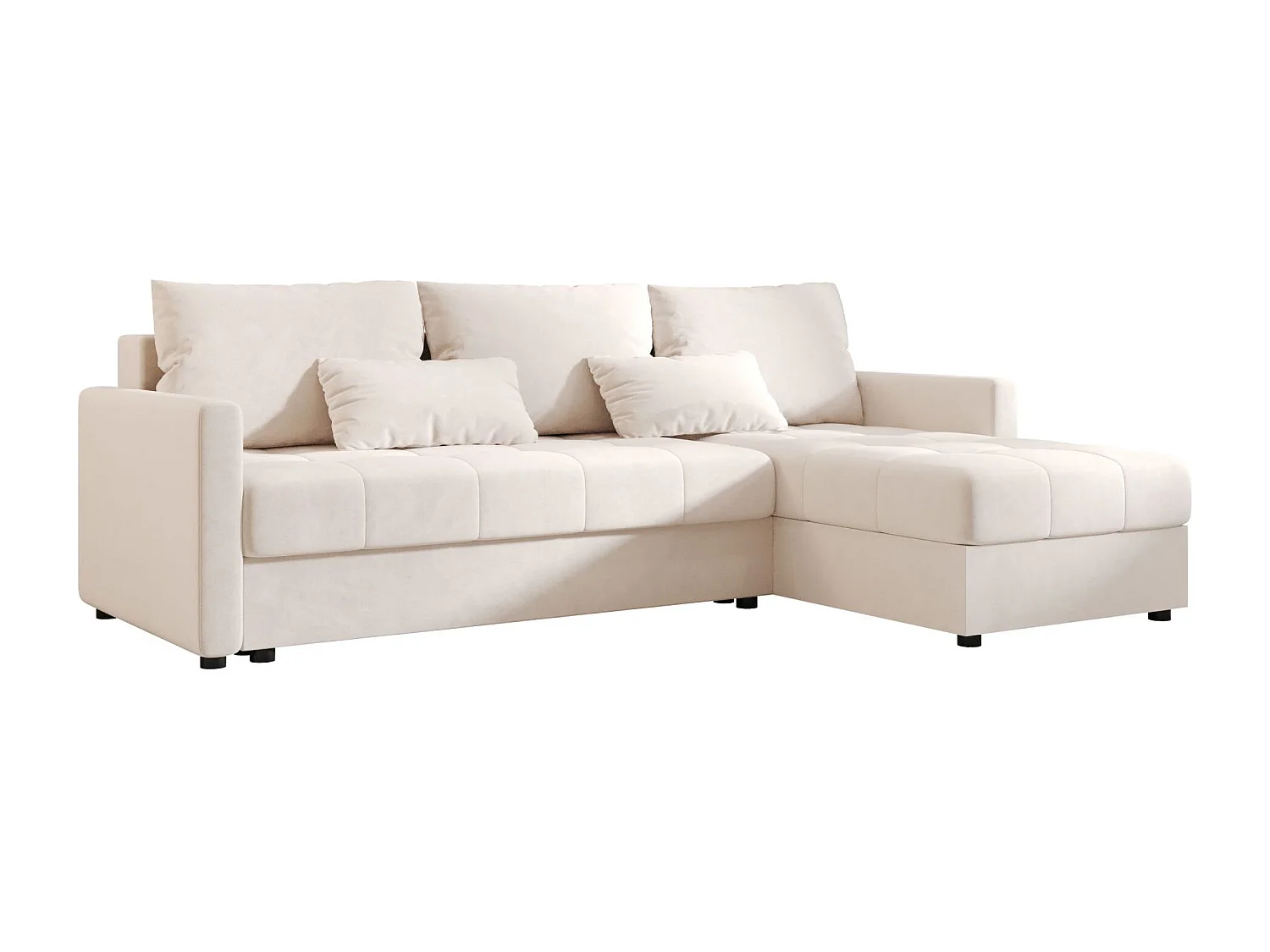 BEDANTE narożnik MOS L BIS Itaka 16 beige droite avec fonction de lit canapé en L avec coffre de rangement canapé de salon, canapé convertible