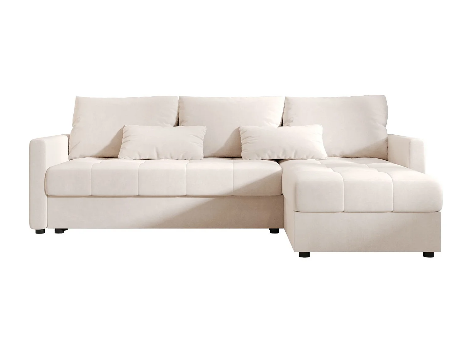 BEDANTE narożnik MOS L BIS Itaka 16 beige droite avec fonction de lit canapé en L avec coffre de rangement canapé de salon, canapé convertible