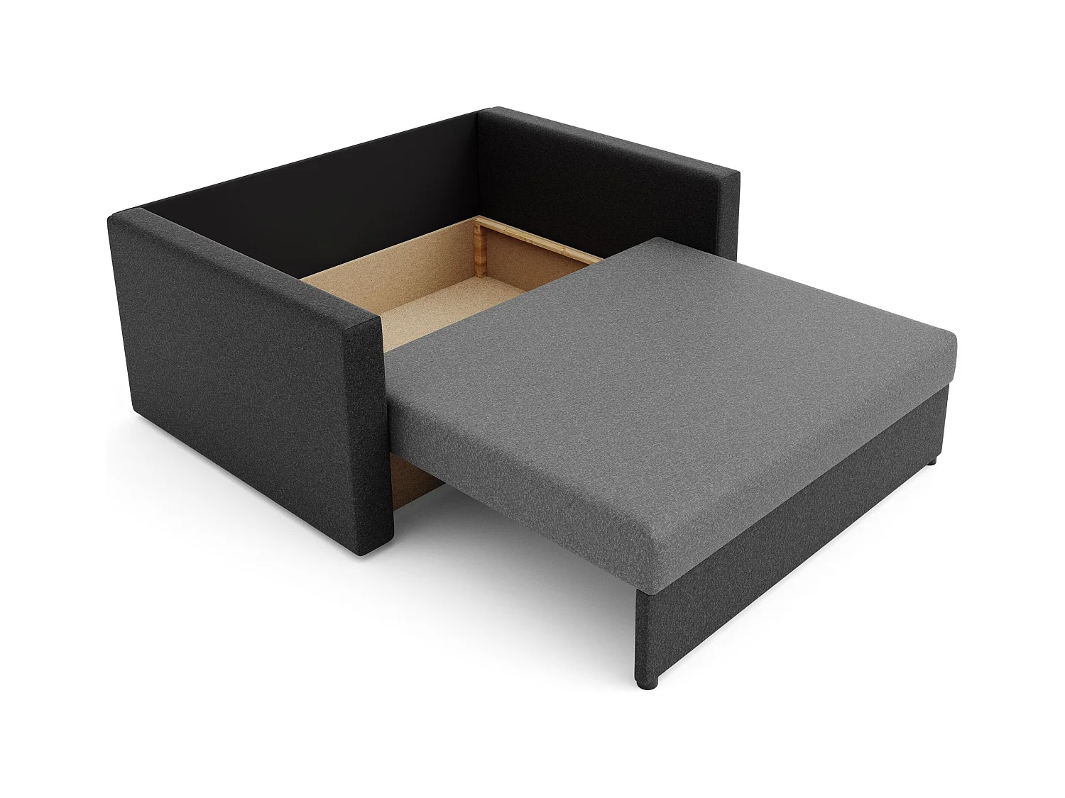 BEDANTE SOFA HEVEN 120 mit Schlaffunktion SAWANA 21+05 Grau mit Stauraum Bettkasten Wohnzimmersofa Couch Sofa Bettsofa Bettkasten Bettcouch