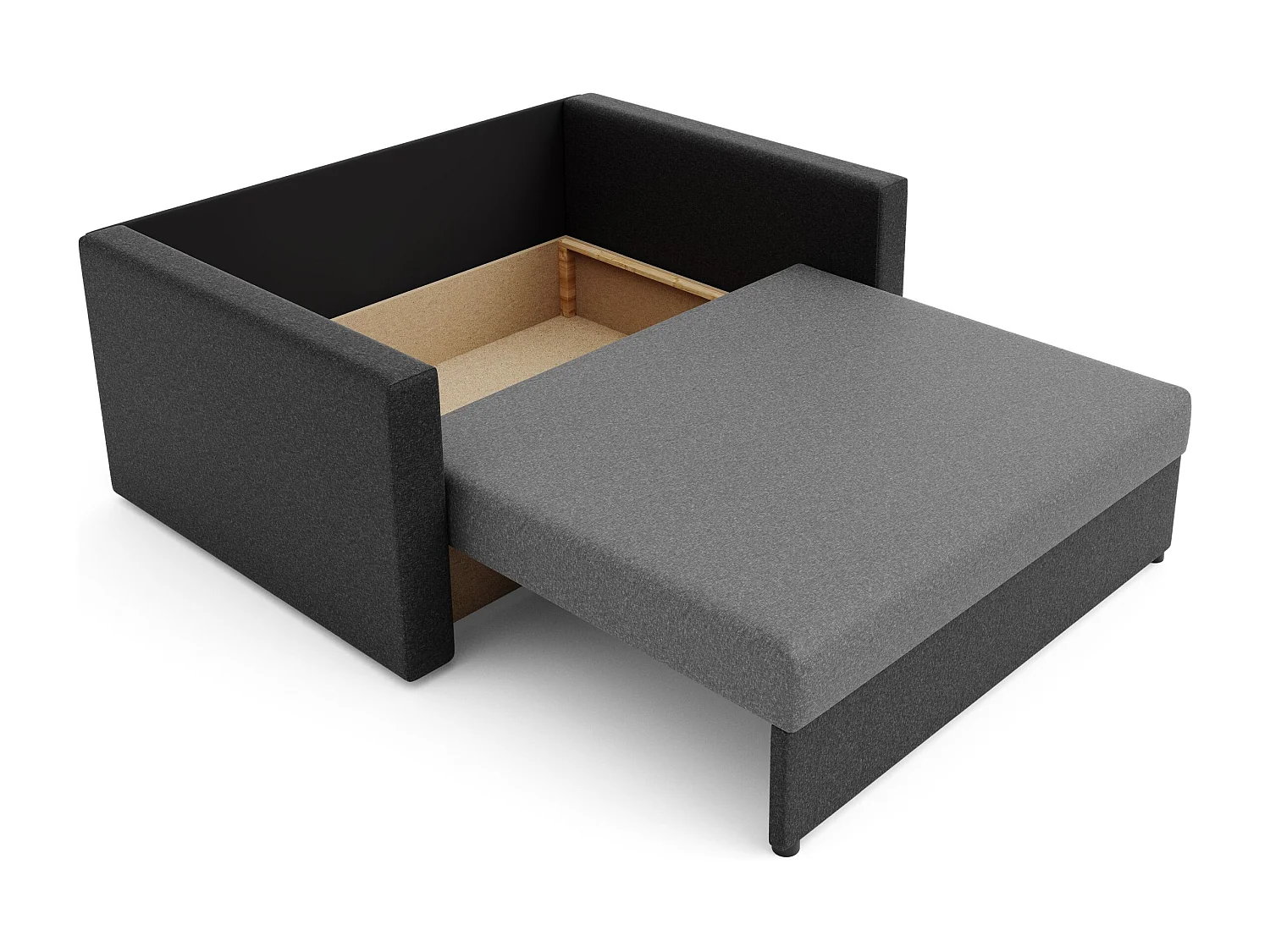 BEDANTE sofa HEVEN 120 met slaapfunctie SAWANA 21+05 grijs met opbergruimte bedlade woonkamerbank bank sofa slaapbank bedlade slaapbank