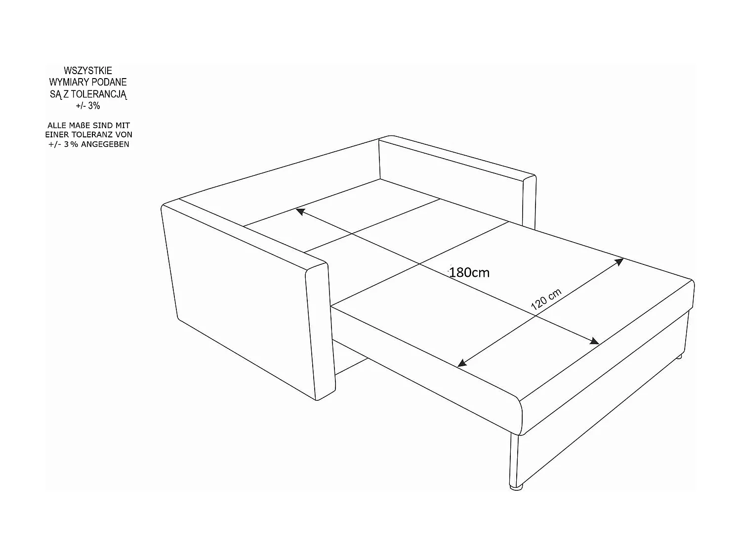 BEDANTE sofa HEVEN 120 met slaapfunctie SAWANA 21+05 grijs met opbergruimte bedlade woonkamerbank bank sofa slaapbank bedlade slaapbank