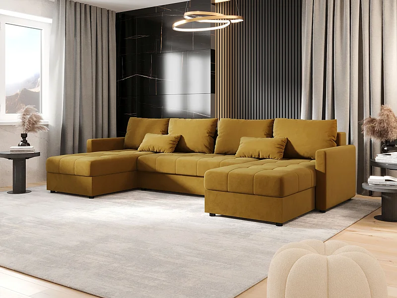 BEDANTE canapé d'angle MOS U BIS Itaka 33 orange avec fonction de couchage canapé en U avec coffre de rangement