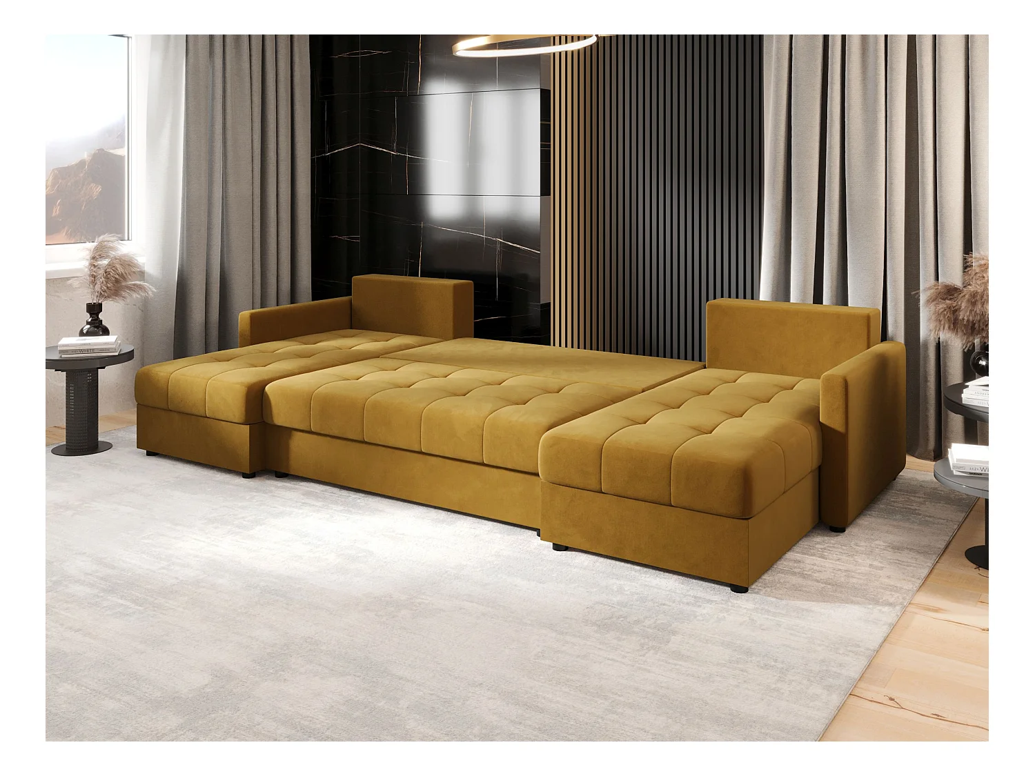 BEDANTE canapé d'angle MOS U BIS Itaka 33 orange avec fonction de couchage canapé en U avec coffre de rangement