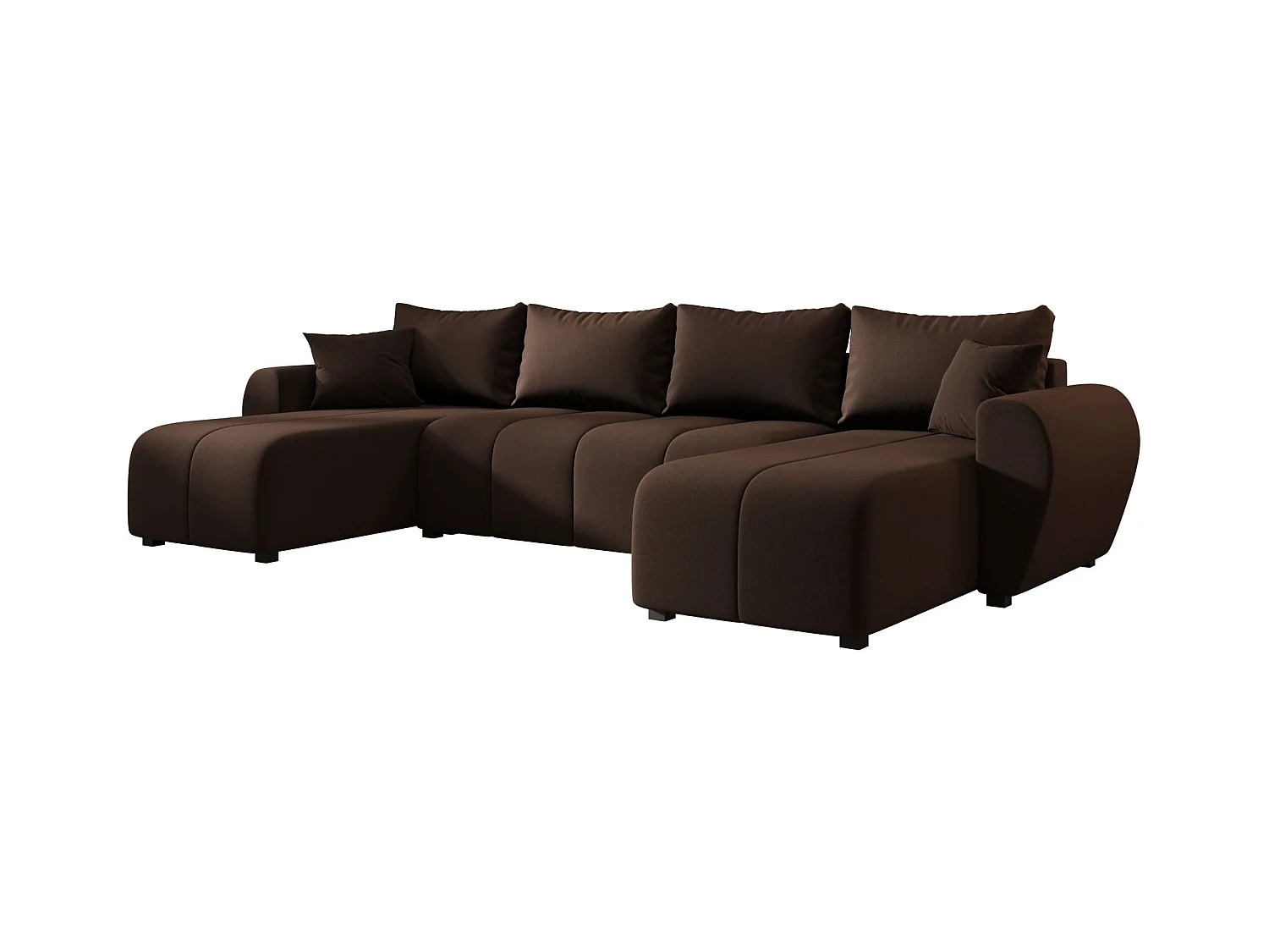 Canapé d'angle BEDANTE MOLISA U Cosmic 800 noir avec fonction couchage Canapé d'angle en forme de U avec espace de rangement Coffre à literie
